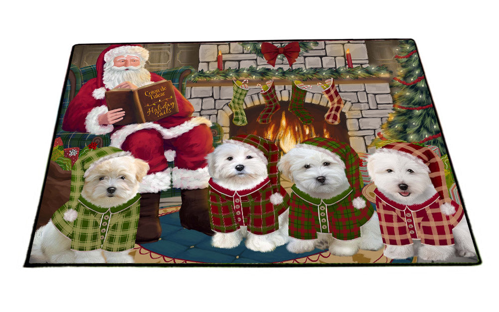 Christmas Cozy Fire Holiday Tails Coton De Tulear Dogs Floormat FLMS55738