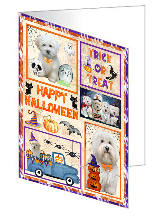 Happy Halloween Trick or Treat Dachshund Dogs Handmade Artwork Assorted Pets Greeting Cards and Note Cards with Envelopes for All Occasions and Holiday Seasons GCD76481