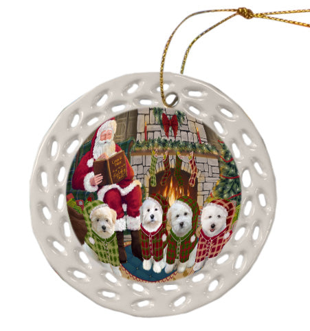 Christmas Cozy Fire Holiday Tails Coton De Tulear Dogs Doily Ornament DPOR58814