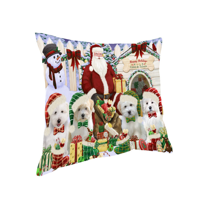 Christmas Dog house Gathering Coton De Tulear Dogs Pillow with Top Quality High-Resolution Images - Ultra Soft Pet Pillows for Sleeping - Reversible & Comfort - Ideal Gift for Dog Lover - Cushion for Sofa Couch Bed - 100% Polyester