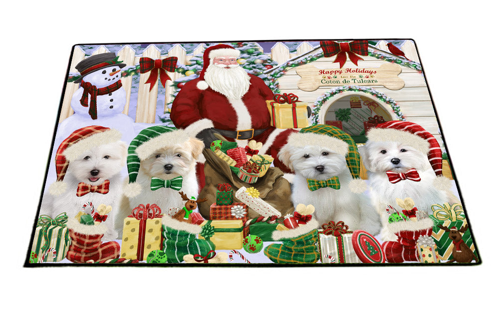 Christmas Dog house Gathering Coton De Tulear Dogs Floormat FLMS55714