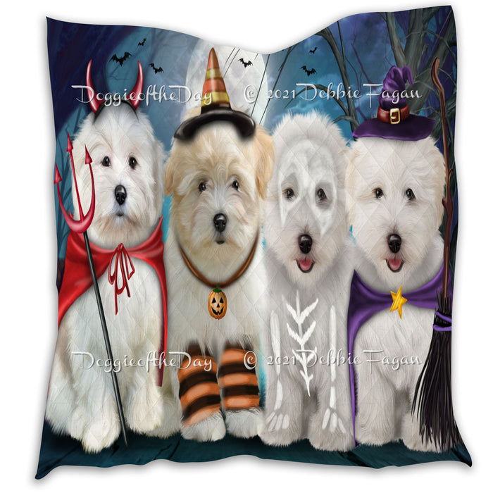 Happy Halloween Trick or Treat Coton De Tulear Dogs Lightweight Soft Bedspread Coverlet Bedding Quilt QUILT60326