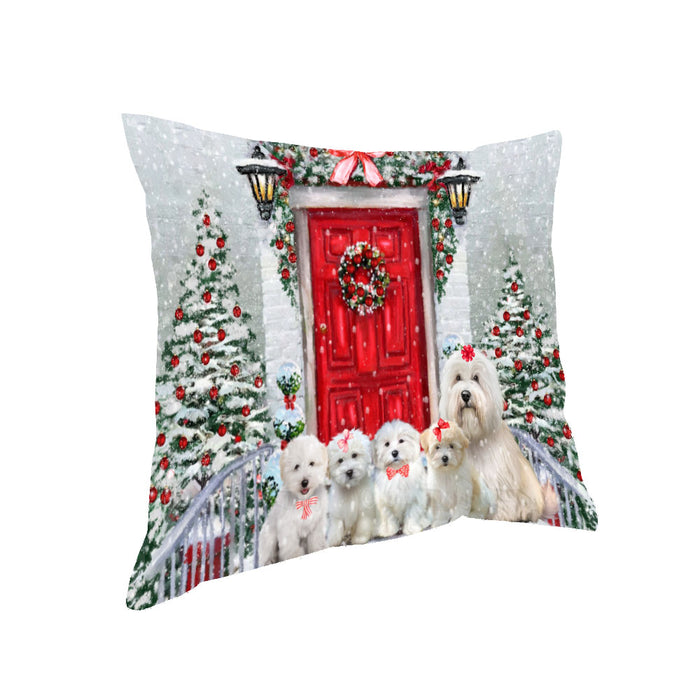 Christmas Holiday Welcome Coton De Tulear Dogs Pillow with Top Quality High-Resolution Images - Ultra Soft Pet Pillows for Sleeping - Reversible & Comfort - Ideal Gift for Dog Lover - Cushion for Sofa Couch Bed - 100% Polyester