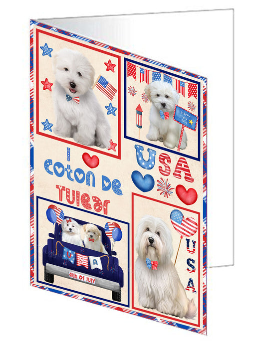 4th of July Independence Day I Love USA Coton De Tulear Dogs Handmade Artwork Assorted Pets Greeting Cards and Note Cards with Envelopes for All Occasions and Holiday Seasons