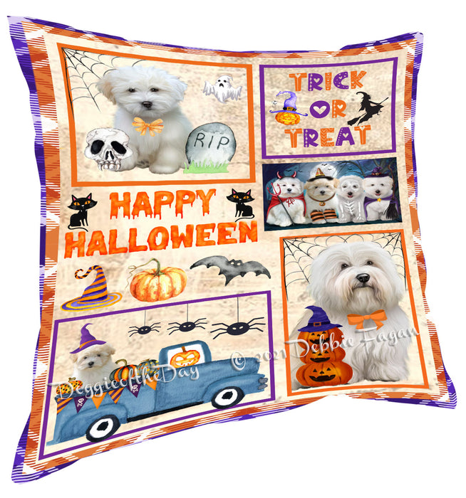 Happy Halloween Trick or Treat Coton De Tulear Dogs Pillow with Top Quality High-Resolution Images - Ultra Soft Pet Pillows for Sleeping - Reversible & Comfort - Ideal Gift for Dog Lover - Cushion for Sofa Couch Bed - 100% Polyester, PILA88234