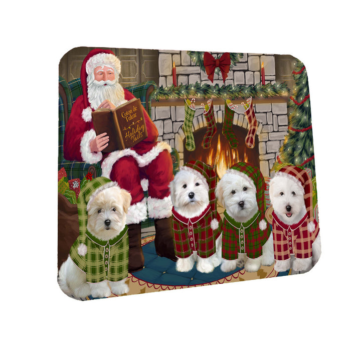 Christmas Cozy Fire Holiday Tails Coton De Tulear Dogs Coasters Set of 4 CSTA58402