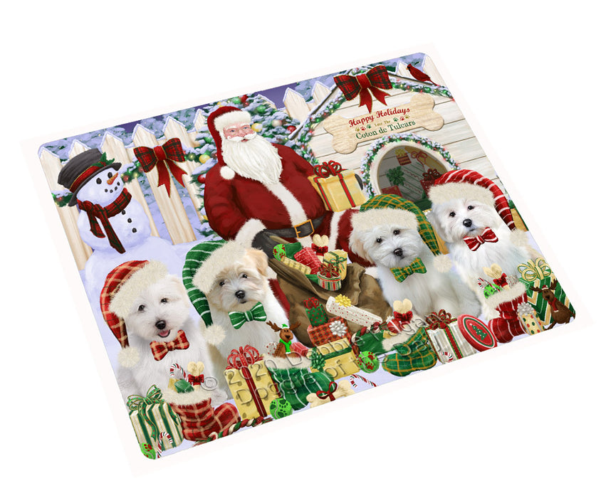 Christmas Dog house Gathering Coton De Tulear Dogs Cutting Board - For Kitchen - Scratch & Stain Resistant - Designed To Stay In Place - Easy To Clean By Hand - Perfect for Chopping Meats, Vegetables