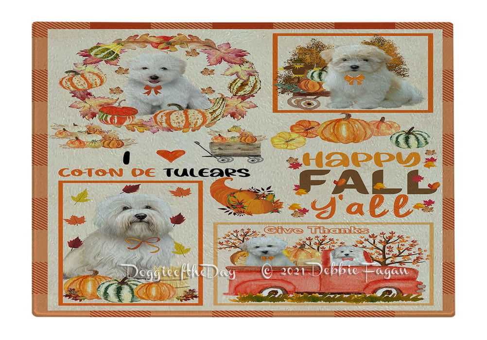 Happy Fall Y'all Pumpkin Coton De Tulear Dogs Cutting Board - Easy Grip Non-Slip Dishwasher Safe Chopping Board Vegetables C79864