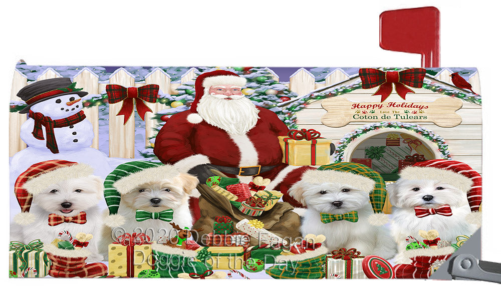 Christmas Dog house Gathering Coton De Tulear Dogs Magnetic Mailbox Cover Both Sides Pet Theme Printed Decorative Letter Box Wrap Case Postbox Thick Magnetic Vinyl Material