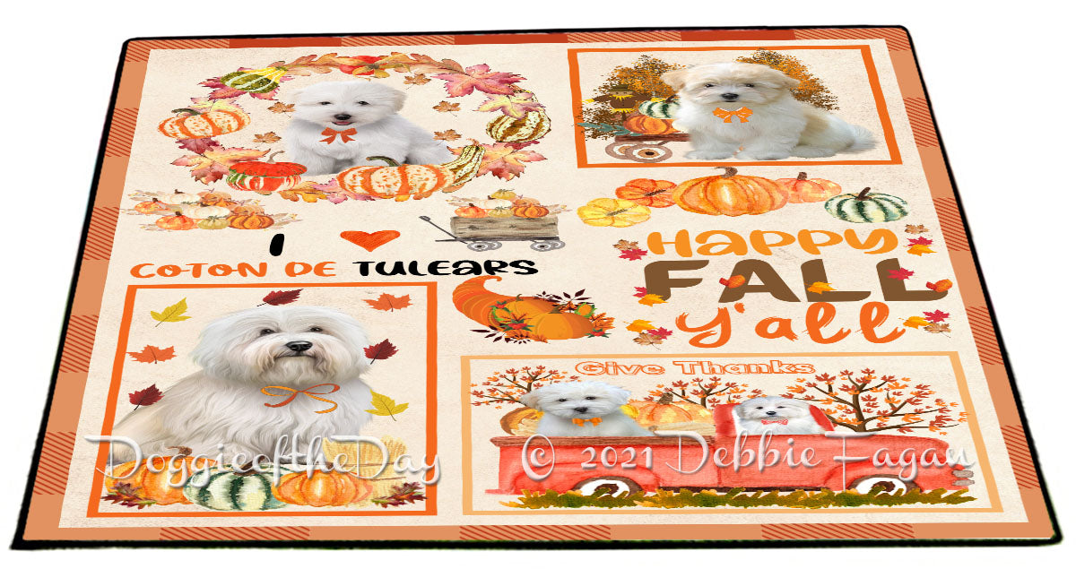 Happy Fall Y'all Pumpkin Coton De Tulear Dogs Indoor/Outdoor Welcome Floormat - Premium Quality Washable Anti-Slip Doormat Rug FLMS58615