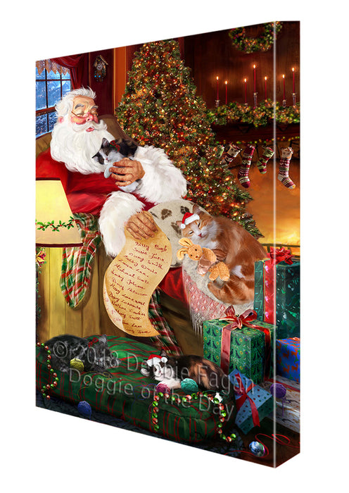 Santa Sleeping with Cymric Cats Christmas Canvas Print Wall Art Décor CVS93185