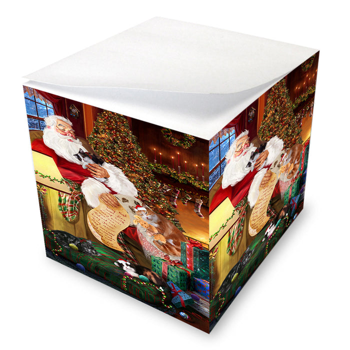 Santa Sleeping with Cymric Cats Christmas Note Cube NOC52815