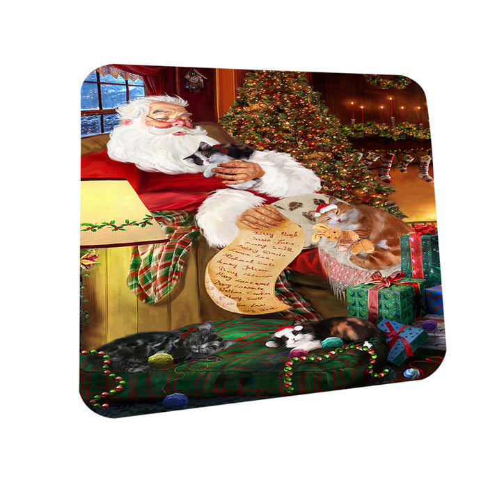 Santa Sleeping with Cymric Cats Christmas Coasters Set of 4 CST52774