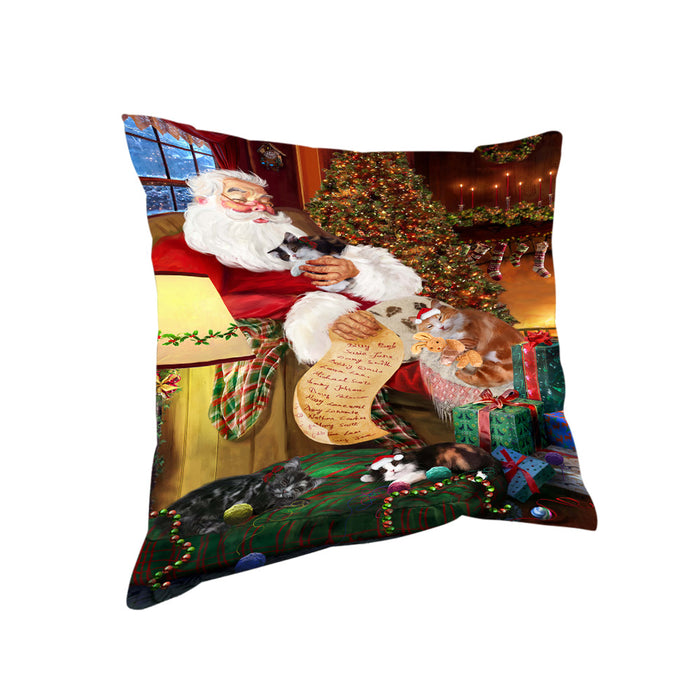 Santa Sleeping with Cymric Cats Christmas Pillow PIL67884