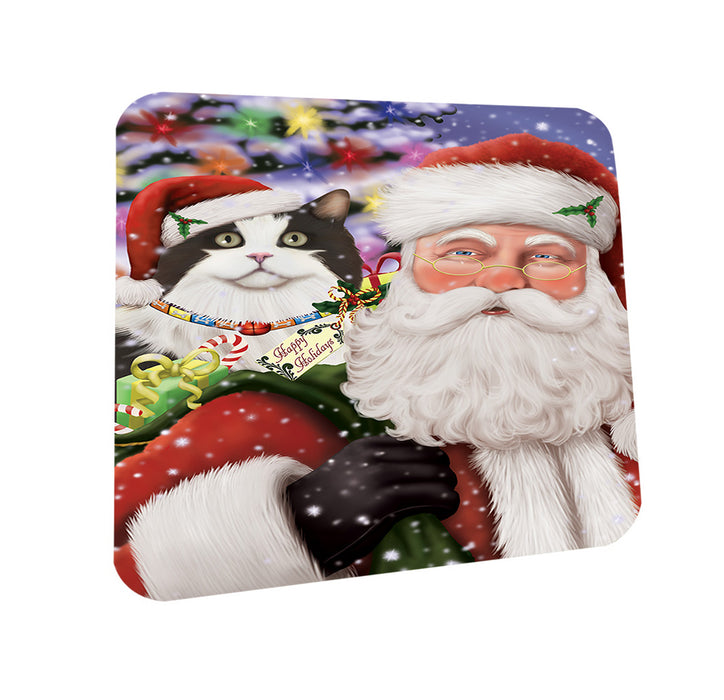 Santa Carrying Cymric Dog and Christmas Presents Coasters Set of 4 CST55464
