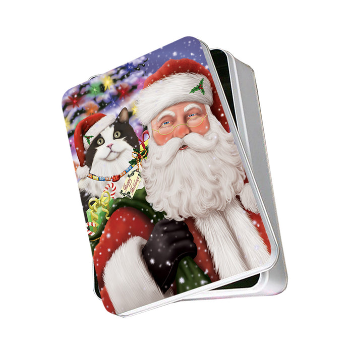 Santa Carrying Cymric Dog and Christmas Presents Photo Storage Tin PITN55449