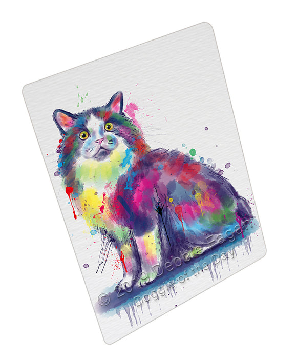 Watercolor Cymric Cat Cutting Board - For Kitchen - Scratch & Stain Resistant - Designed To Stay In Place - Easy To Clean By Hand - Perfect for Chopping Meats, Vegetables