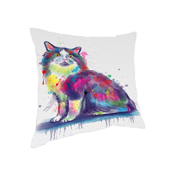 Watercolor Cymric Cat Pillow with Top Quality High-Resolution Images - Ultra Soft Pet Pillows for Sleeping - Reversible & Comfort - Ideal Gift for Dog Lover - Cushion for Sofa Couch Bed - 100% Polyester