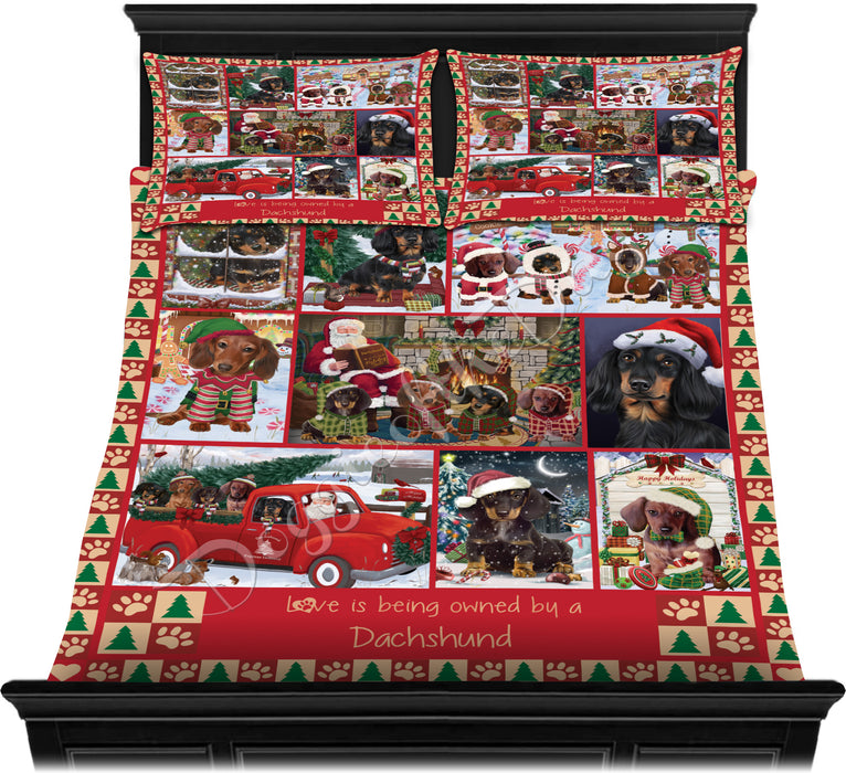 Love is Being Owned Christmas Dachshund Dogs Bed Comforter