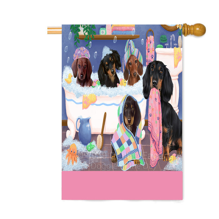 Personalized Rub A Dub Dogs In A Tub Dachshund Dogs Custom House Flag FLG64337