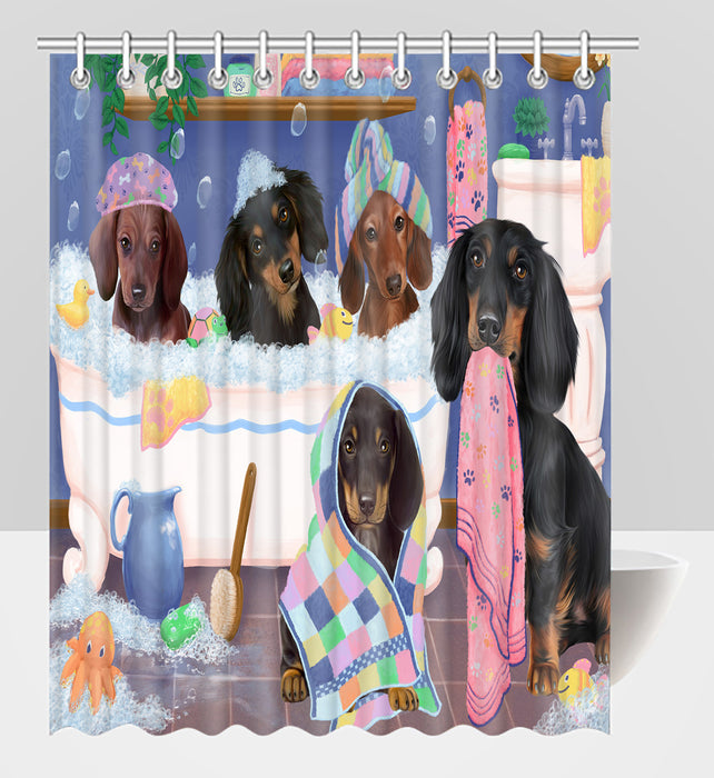 Rub A Dub Dogs In A Tub Dachshund Dogs Shower Curtain
