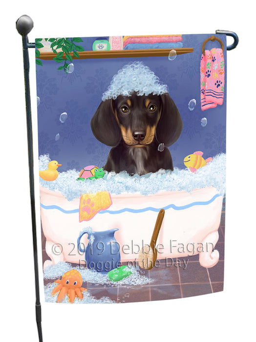 Rub A Dub Dog In A Tub Dachshund Dog Garden Flag GFLG66218