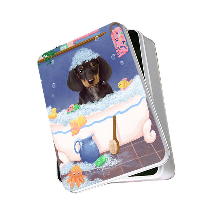 Rub A Dub Dog In A Tub Dachshund Dog Photo Storage Tin PITN57305