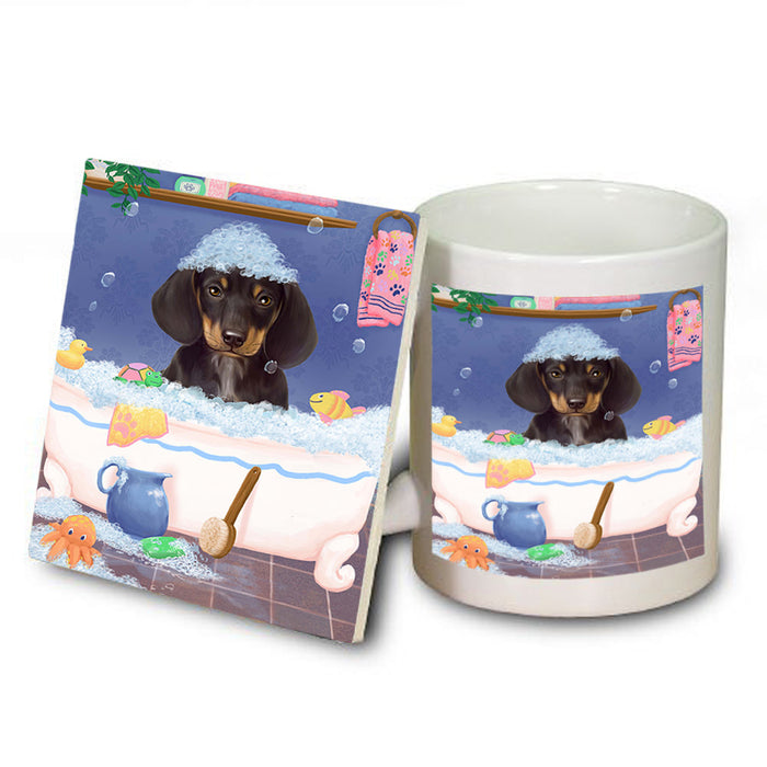 Rub A Dub Dog In A Tub Dachshund Dog Mug and Coaster Set MUC57354