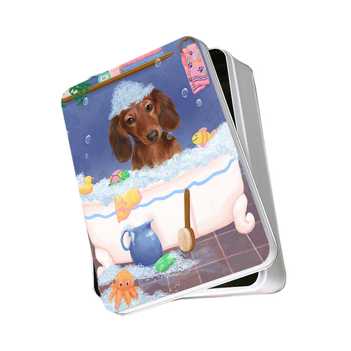 Rub A Dub Dog In A Tub Dachshund Dog Photo Storage Tin PITN57306