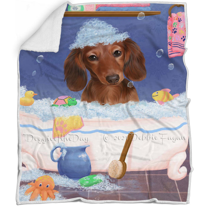 Rub A Dub Dog In A Tub Dachshund Dog Blanket BLNKT143064