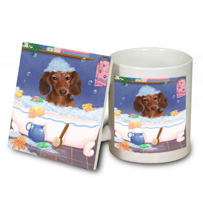 Rub A Dub Dog In A Tub Dachshund Dog Mug and Coaster Set MUC57355