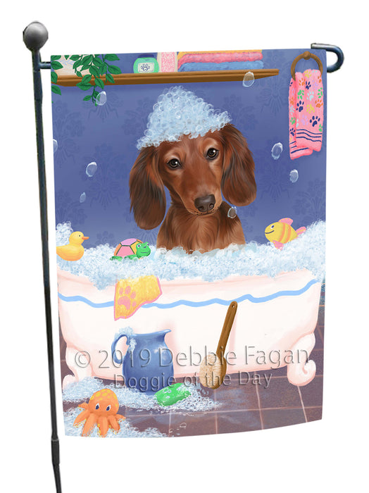 Rub A Dub Dog In A Tub Dachshund Dog Garden Flag GFLG66219