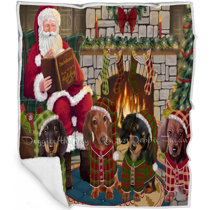 Christmas Cozy Holiday Tails Dachshunds Dog Blanket BLNKT115509