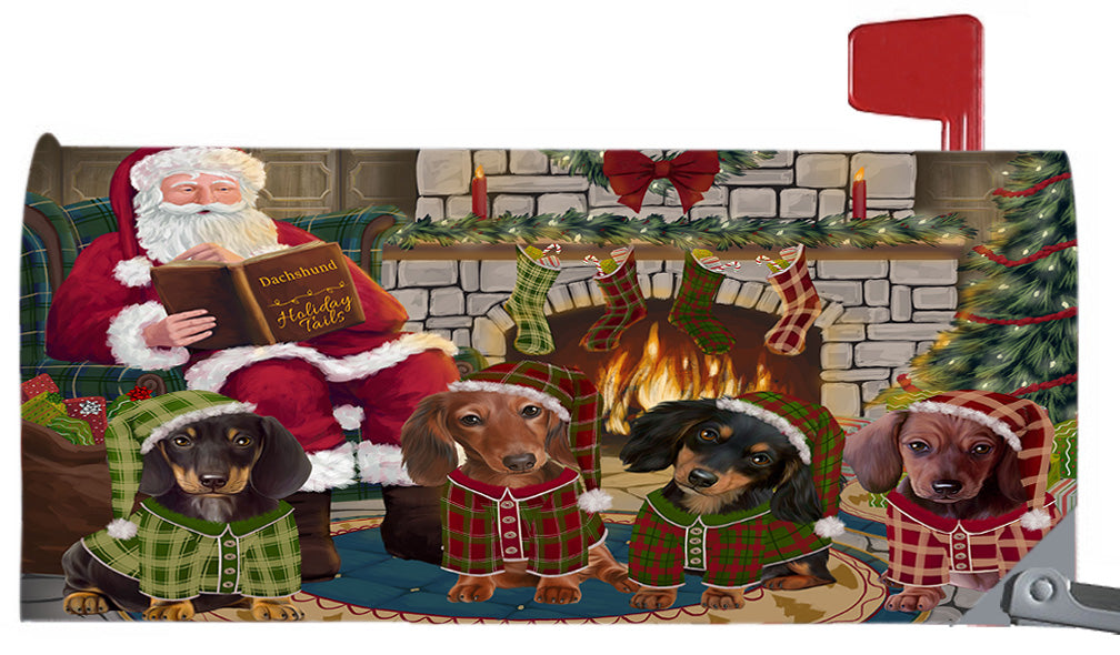 Christmas Cozy Holiday Fire Tails Dachshund Dogs 6.5 x 19 Inches Magnetic Mailbox Cover Post Box Cover Wraps Garden Yard Décor MBC48899