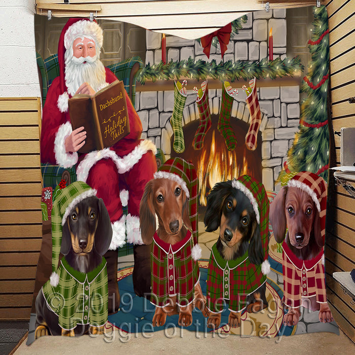 Christmas Cozy Holiday Fire Tails Dachshund Dogs Quilt