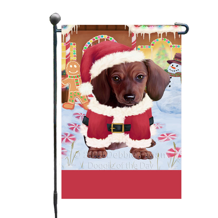 Personalized Gingerbread Candyfest Dachshund Dog Custom Garden Flag GFLG64026