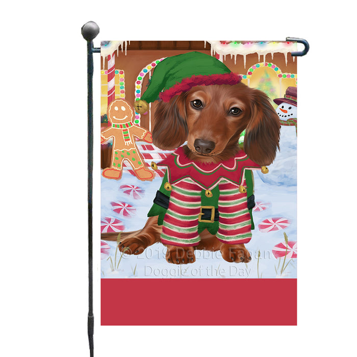 Personalized Gingerbread Candyfest Dachshund Dog Custom Garden Flag GFLG64029