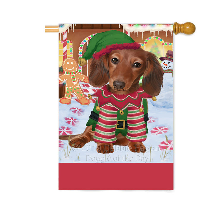 Personalized Gingerbread Candyfest Dachshund Dog Custom House Flag FLG63812