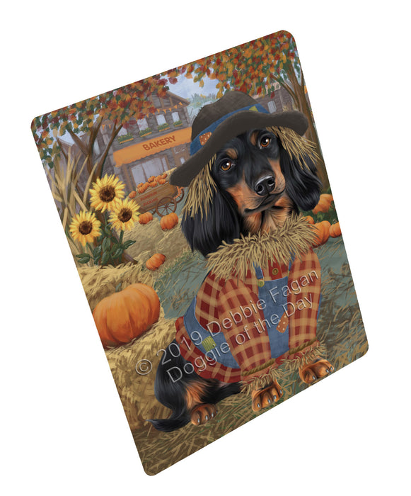 Halloween 'Round Town And Fall Pumpkin Scarecrow Both Dachshund Dogs Large Refrigerator / Dishwasher Magnet RMAG104754