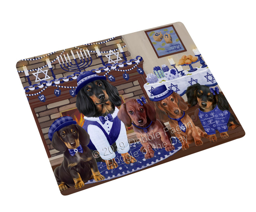 Happy Hanukkah Family and Happy Hanukkah Both Dachshund Dogs Magnet MAG77644 (Small 5.5" x 4.25")