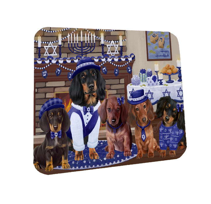 Happy Hanukkah Family Dachshund Dogs Coasters Set of 4 CSTA57571