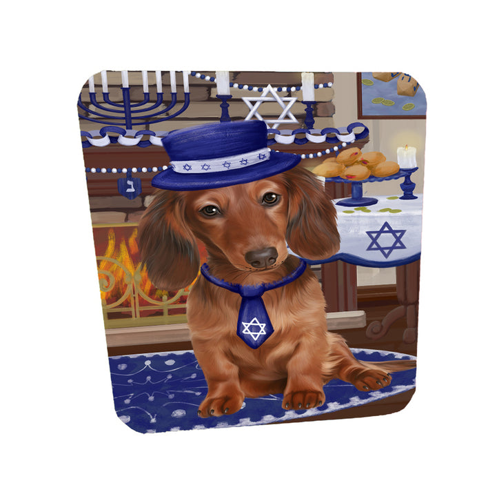 Happy Hanukkah Family Corgi Dogs Coasters Set of 4 CSTA57626