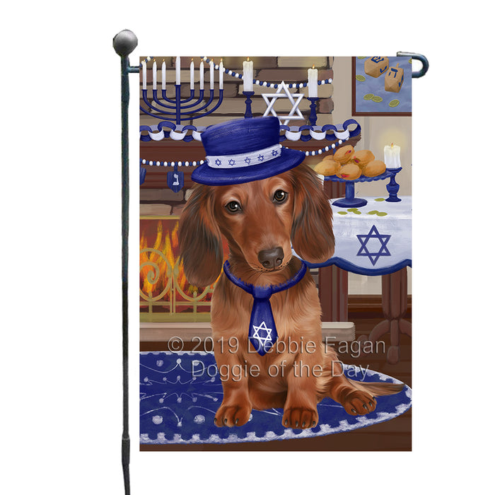 Happy Hanukkah Family and Happy Hanukkah Both Dachshund Dog Garden Flag GFLG65715