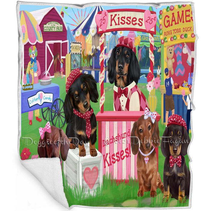 Carnival Kissing Booth Dachshunds Dog Blanket BLNKT121494