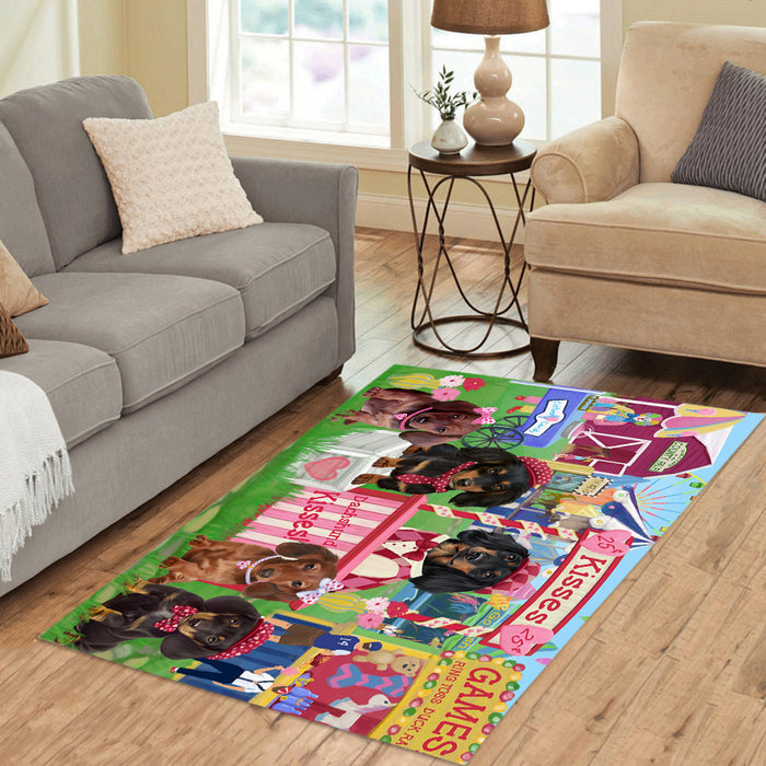 Carnival Kissing Booth Dachshund Dogs Area Rug