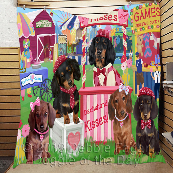 Carnival Kissing Booth Dachshund Dogs Quilt