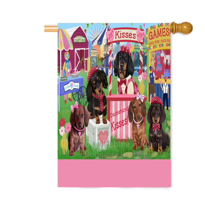 Personalized Carnival Kissing Booth Dachshund Dogs Custom House Flag FLG63603