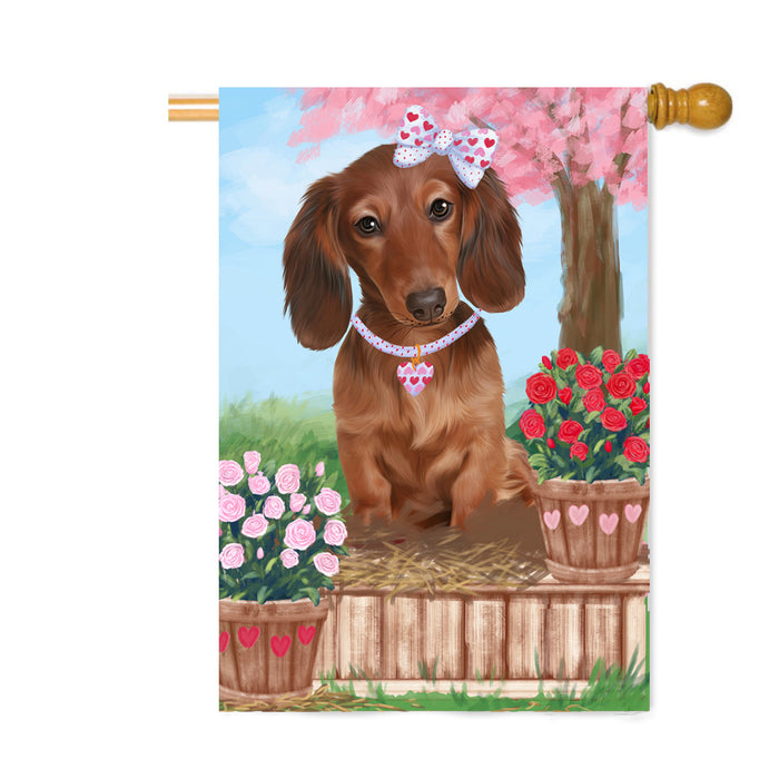 Personalized Rosie 25 Cent Kisses Dachshund Dog Custom House Flag FLG64854