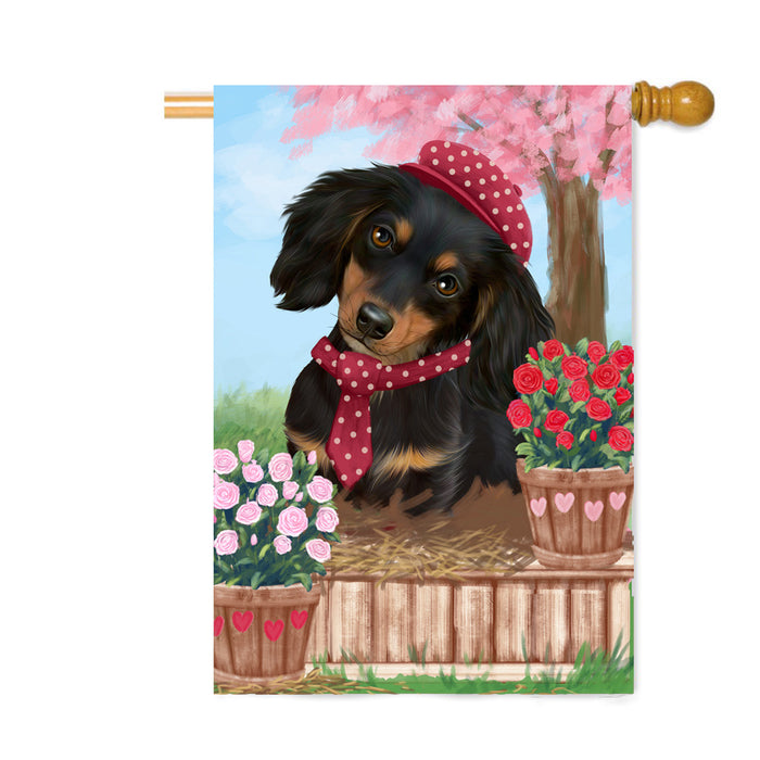 Personalized Rosie 25 Cent Kisses Dachshund Dog Custom House Flag FLG64855