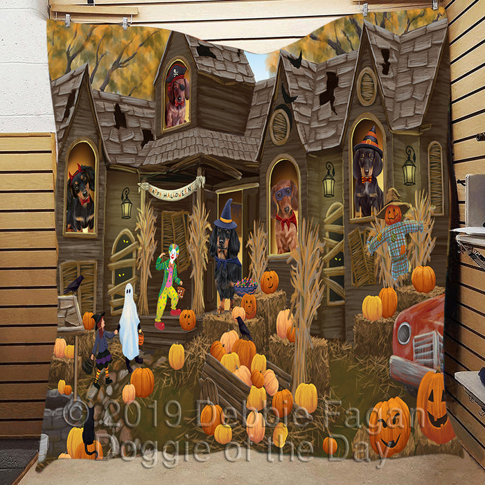 Haunted House Halloween Trick or Treat Dachshund Dogs Quilt